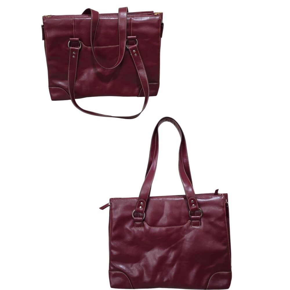 Franklin Covey Burgundy Genuine Leather Laptop Briefcase Bag